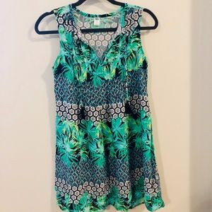 Palm Print Sleeveless Sundress